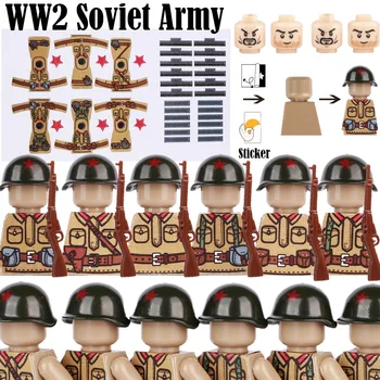 WW2 Sovjetske zveze Vojaških Vojak Številke Nalepke gradniki WW1 Vojsko Pehota Vojne Bojevnik Pribor Orožja Opeke Igrače