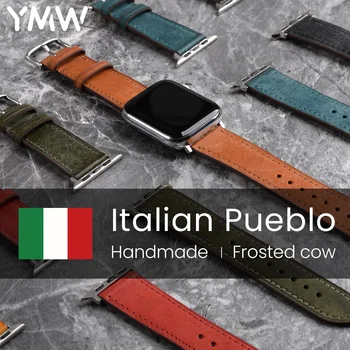 YMW italijanski Pueblo Pravega Usnja Trak Za Apple Watch Band 45 mm 49 mm 44 41mm Luksuzni Watchband Za iWatch Ultar 8 7 6 SE