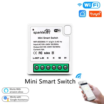 Z brezžičnim Daljinskim Stikalom Programirano Delo S Alexa googlova Domača stran Tuya Mini Wifi Smart Stikalo App Nadzor Wifi Smart Stikalo 16a
