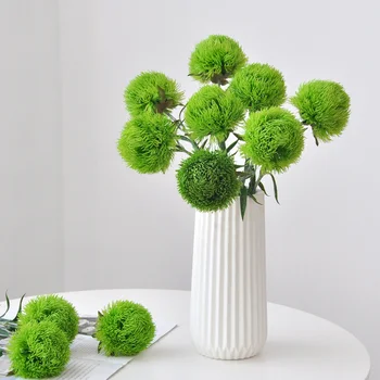 Zelena Dianthus Umetne Rastline za Dekoracijo Doma Zeleno Žogo Dianthus Cvet za Notranje zadeve in Dekor Zelenja, Plastični Rastlin