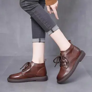 Čevlji Ravno Pete Krog Toe Zimski Škornji Lady Čevlji-Ženske Luksuzni Oblikovalec 2023 Sredi Tele Rock Jeseni Mode Mid-Tele Čevlji Ženske
