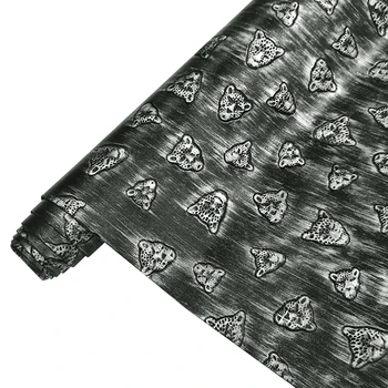 Črna natisnjeni teksturirane umetno usnje kos lobanje leopard glavo sintetičnih umetno usnje vinil tkanine diy pribor 46x135cm