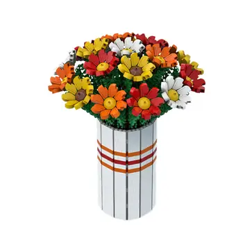 Šopek Pisane Rože z Vazo za Zbiranje 1963 Kos MOC Graditi