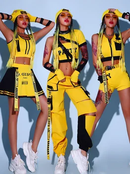 Ženske Hip-hop Dance Obleko Cheerleading Plesno Obleko Seksi Fazi Oblačila korejski Ples, Jazz Plesne Kostume Set