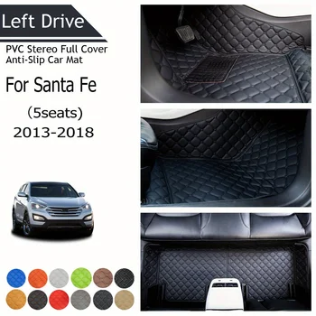 【LHD】Za Za Hyundai Santa Fe（5seats) obdobje 2013-2018 Tri Plasti PVC Stereo Polno Kritje Anti-Slip Avto Mat Avto predpražnike Avto
